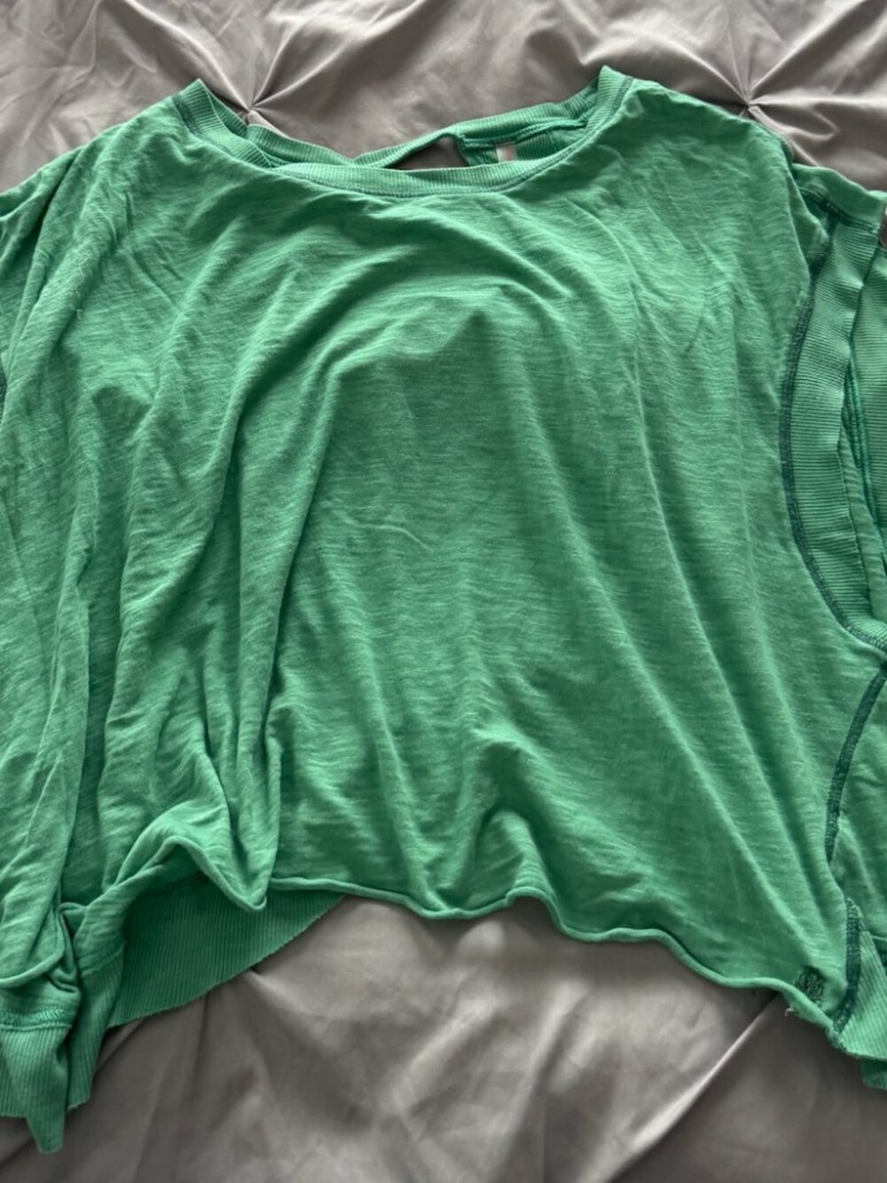 Free People Open Back Short Sleeve Top Green Size Medium